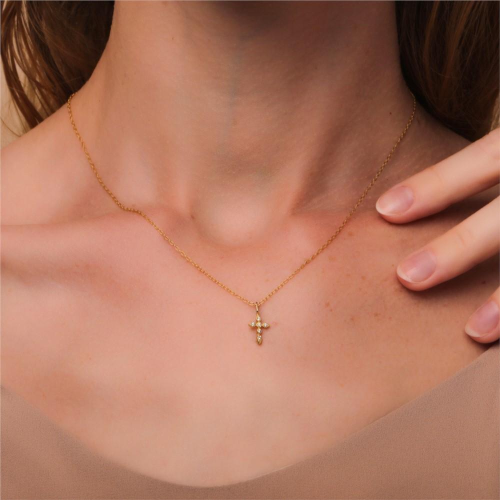 Zirkonia Kreuz Anhänger Frauen Kette Halsband Halskette Sterling Silber 925 Gold Farbe Mode Punk Party Schmuck Geschenke