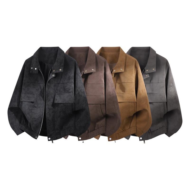 New spring and autumn new men's American retro leather jacket, lapel trendy men's clothing