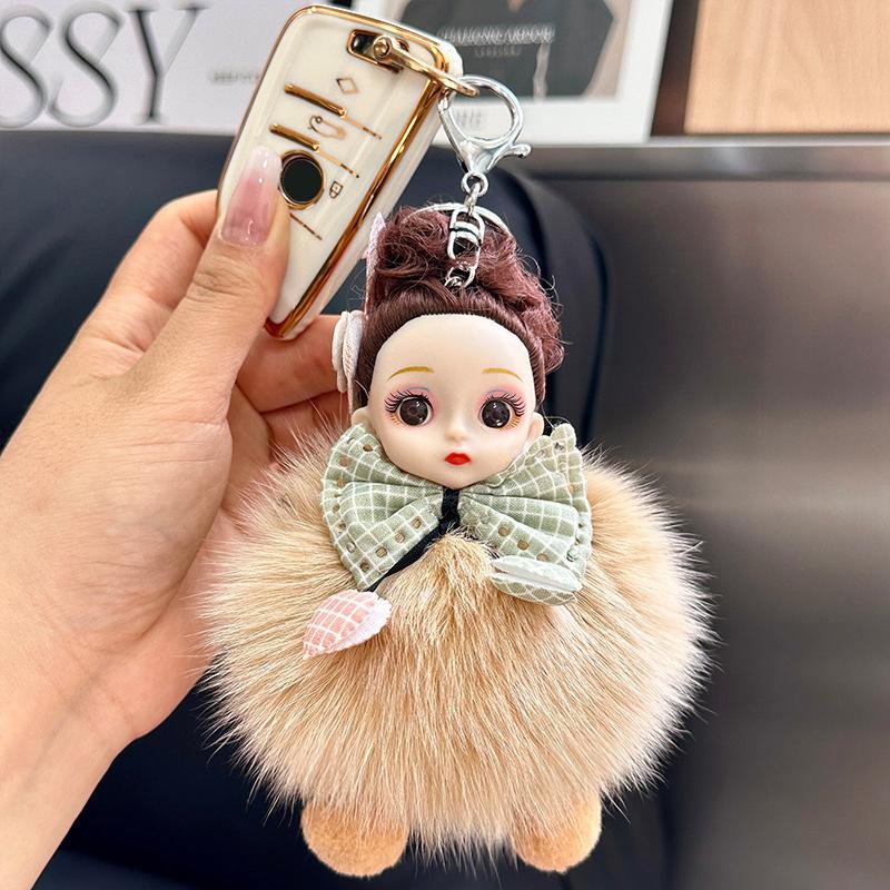 

Милая пушистая плюшевая кукла-брелок для женщин и девочек, сумки, брелоки, автомобильные брелки, подарок, очаровательное украшение