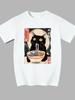 Vintage Japanese RaUnisex Cat TShirt Kitten Eating Noodles Print Short Sleeve Fashion Harajuku Kawaii Tshirt Womens Y2K Clothing