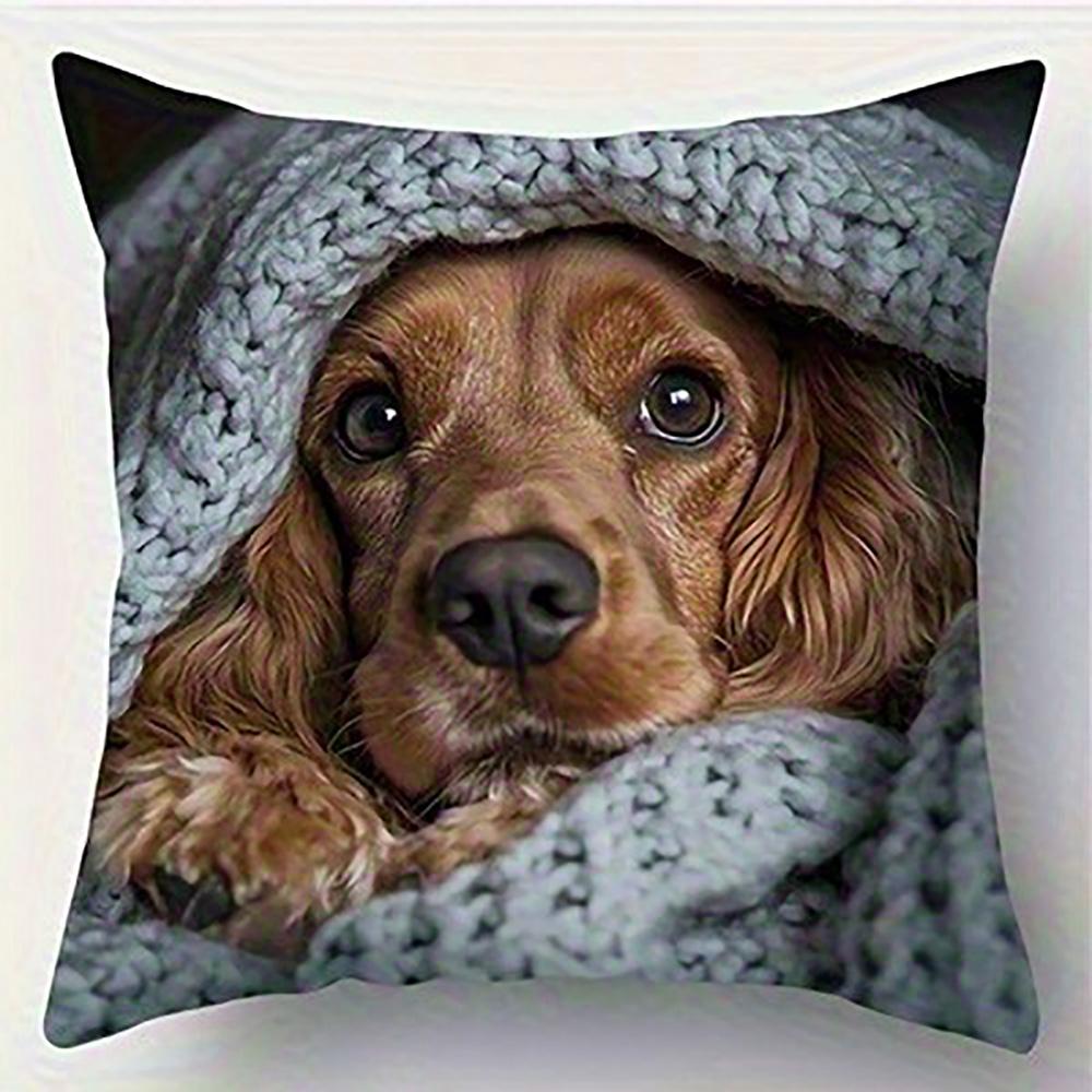 1/4pcs Cute Dog Pattern Pillowcase Sofa Cushion Cover Home Bedroom Room Decoration
