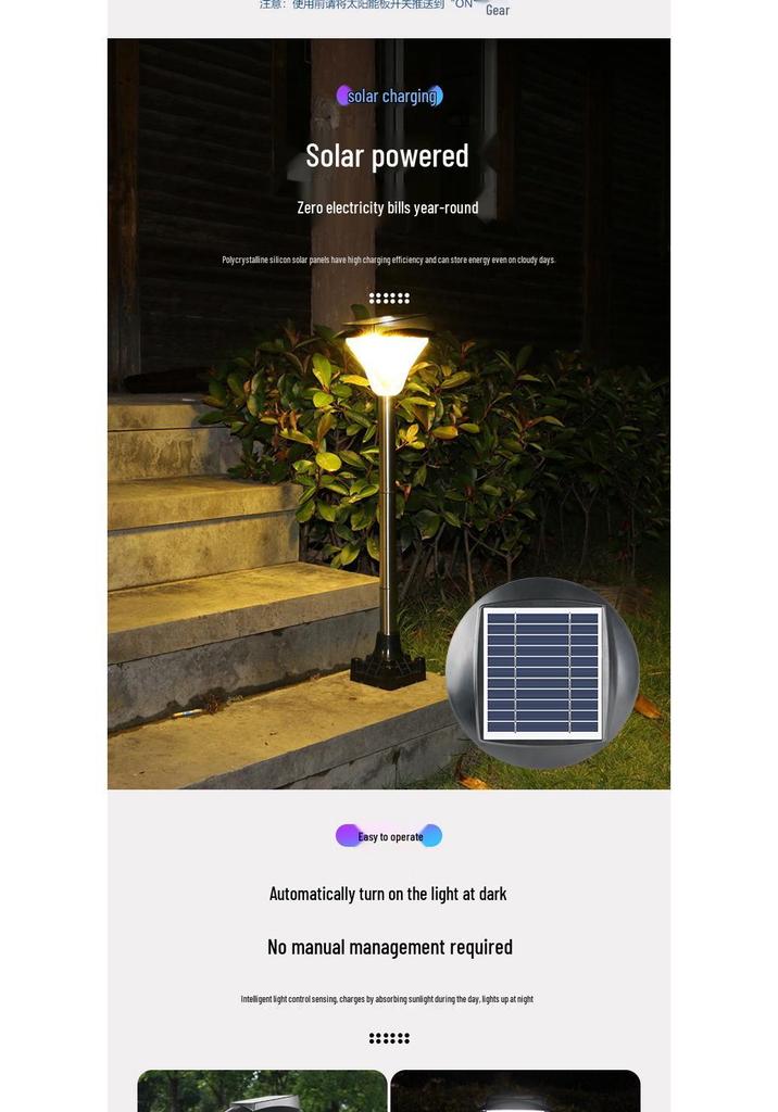 LED Solar Lawn Light - Super Bright Waterproof Outdoor Street & Courtyard Light