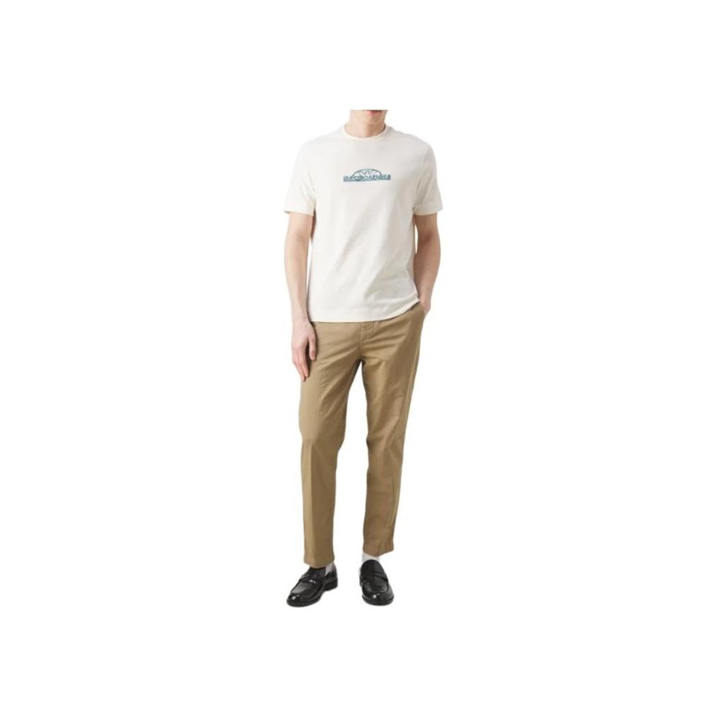 Emporio Armani SS24 Logo Embroidered Crew Neck Short Sleeve T-Shirt Men tops Vanilla 3D1TG8-1JOCZ-01A1