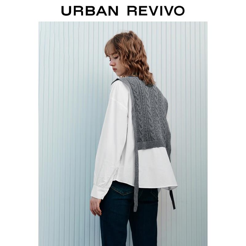 UR Women's College Style Spliced Loose Knit Sweater