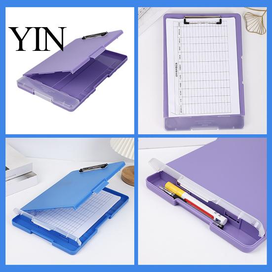 Letter Size Paper Holder for Office Plastic Clipboard with Storage And Pen Holder, Slimcase Lightweight Briefcase File Organizer Folder, Durable