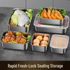 Stainless Steel Square Towel Tray with Lid - Refrigerator Storage & Fresh-Keeping Box for BBQ and Cold Dishes