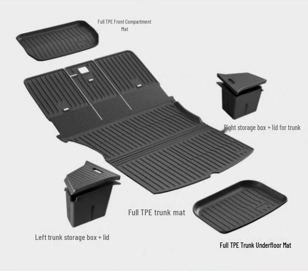 Tesla Model Y Trunk Mat Set: TPE Front & Rear Liners, Interior Custom Accessories
