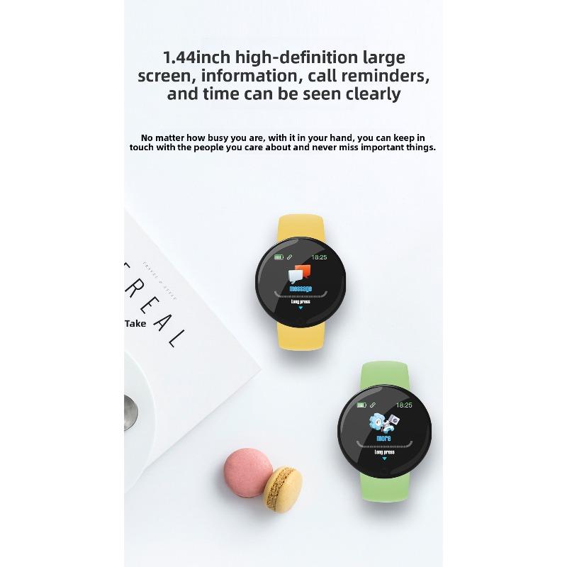 D18S Macaron Bransoletka z Pomiarem Tętna, Licznik Kroków Ćwiczeń, Monitorowanie Zdrowia, Smartwatch z Ośmiokolorowym Tłem