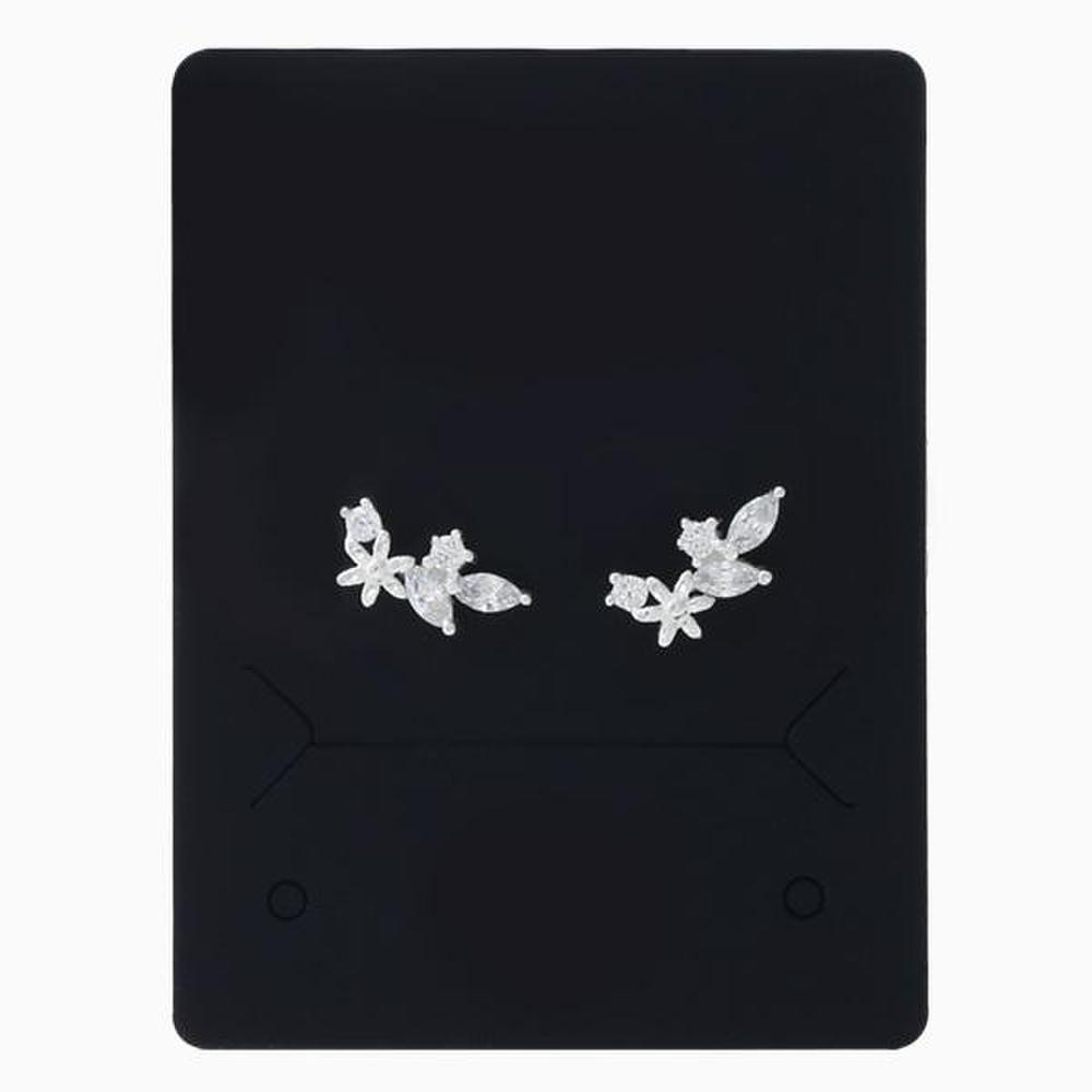 Lily Mini Flower Earrings One-Touch Hoop Earrings in Silver