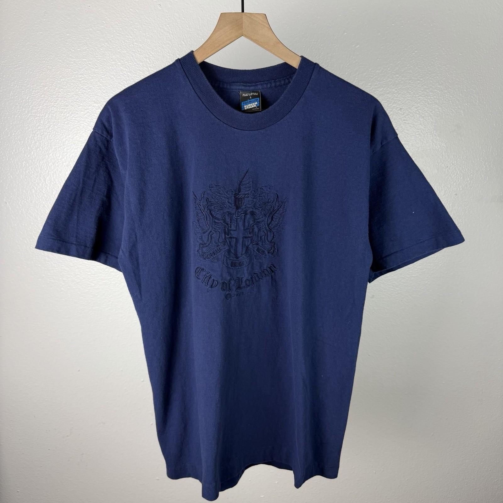 Vintage 80s City Of London Crest Embroidered Single Stitch Tourist T Shirt Large Unisex T-Shirt L