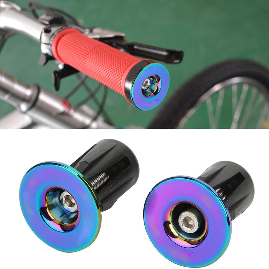 1Pair Bike Handlebar Grips Bar Ends Screw Plugs Electroplate Colorful Bicycle Cycling Accessory