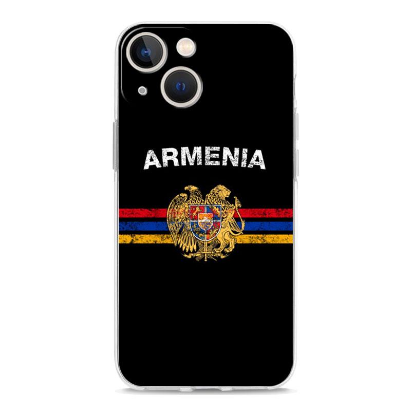 Armenia Armenian Flag Luxury Phone Case For iPhone 14 13 12 11 Pro Max XS X XR SE 7 8 Plus TPU Clear Silicone Lens Protect Cover