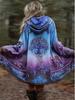 European and American Plus Size Women's Hooded Printed Trench Coat, Mid-Length Sweatshirt Cardigan for 2025 Autumn/Winter.