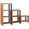 Bookshelf 6 Tiers 3 Pcs 50 X 30 X 110 Cm Solid Acacia Wood