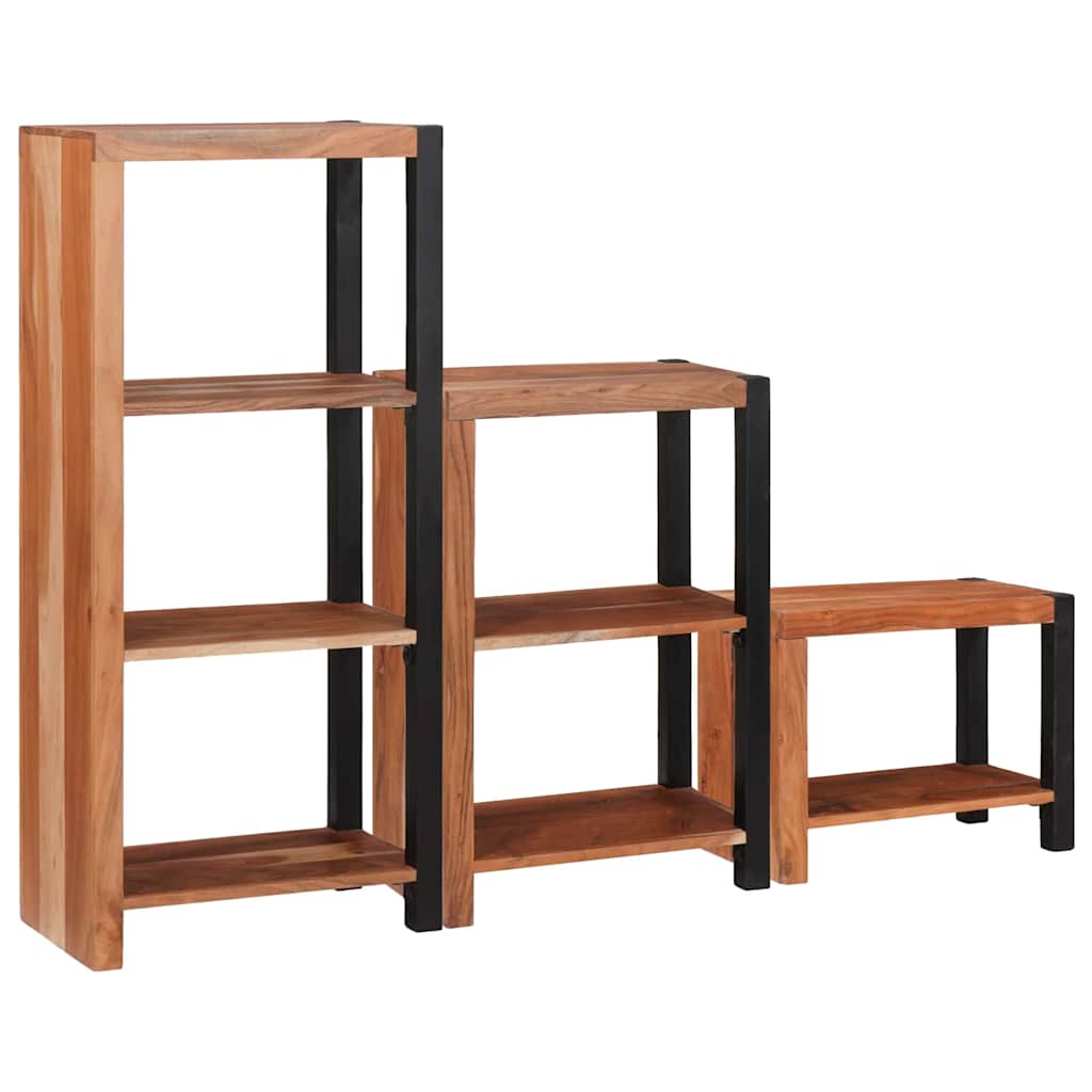 Bookshelf 6 Tiers 3 Pcs 50 X 30 X 110 Cm Solid Acacia Wood