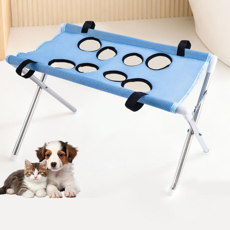 Practical Pet Resting Bed Heavy Duty Grooming Hammock with NonSlip Support Frame and Washing Hole For Dog Cats Grooming