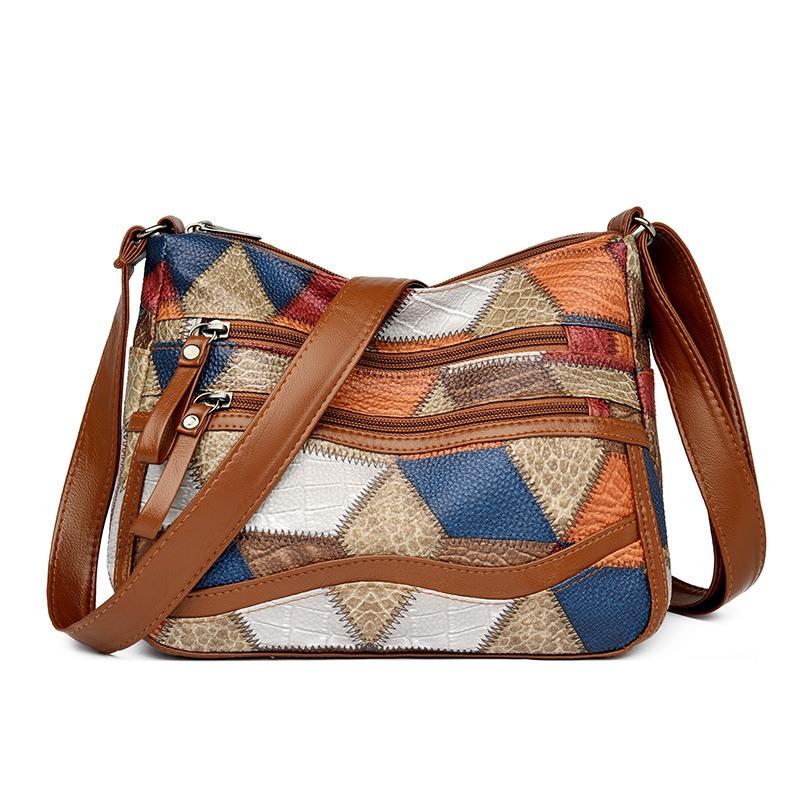 Neue weiche Ledertasche Damenmode Großraum mehrschichtig Mittelalterliche und alte Muttertasche Damen lässige Umhängetasche