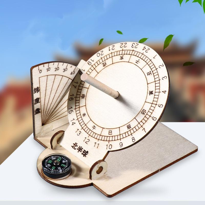 DIY Sundial Ancient Sun Clock STEM Educational Toy Handmade Science Kit for Primary School Students Learning Popularization