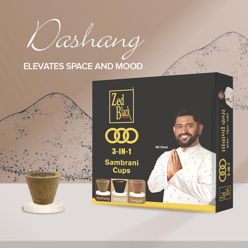 Zed Black 3 In 1 Sambrani Cups Dhoop  12 Cup X Pack Of 2 Long Lasting Fragrance For Puja Meditation And Home Aroma