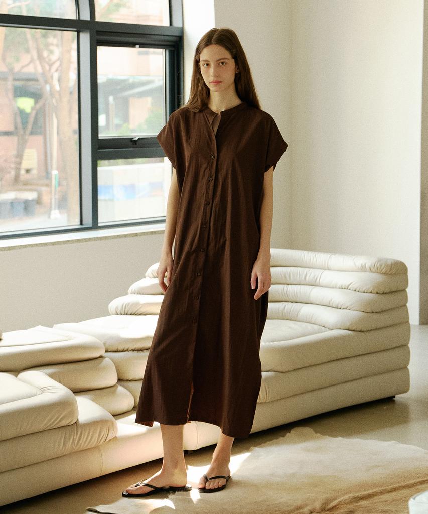 Atempo Nocollar Shirt Long Onepiece_Brown