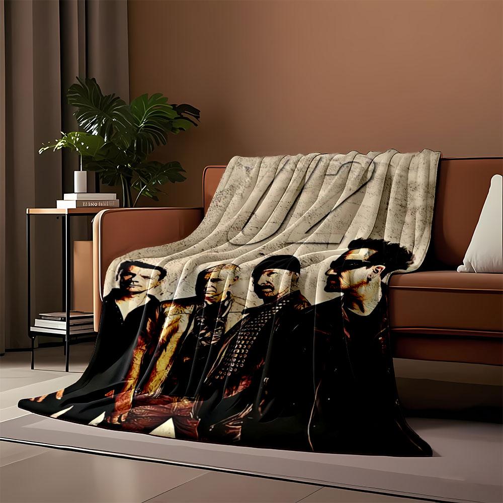 Coperta con design U2 per tutte le stagioni, coperta per la pausa pranzo, plaid, regalo