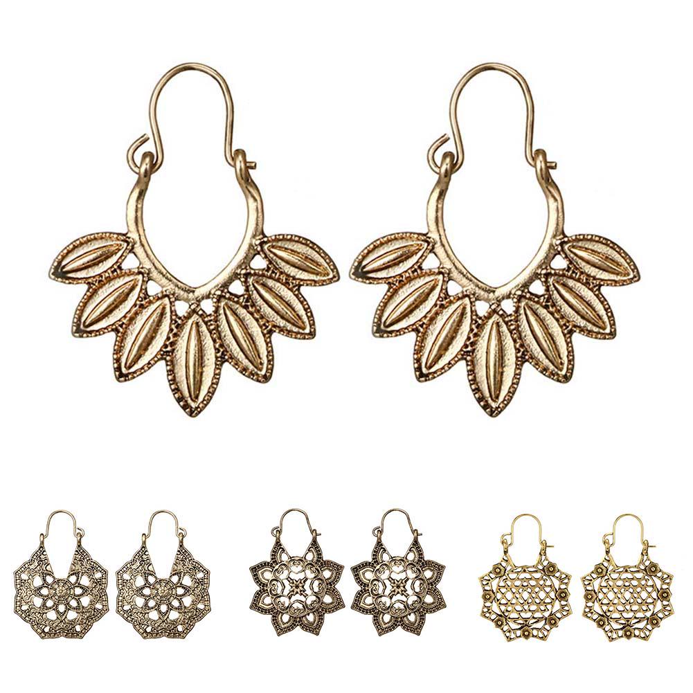 Flower Hoop Hollow Retro Jewelry Filigree Women Gift