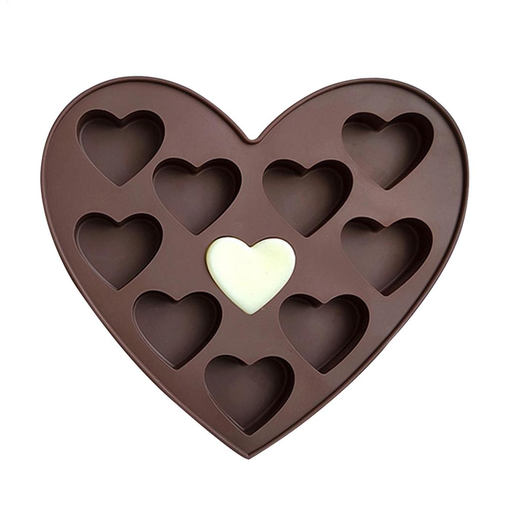 10 Compartment Heart Shape Silicone Mold DIY Small Love Cake Chocolate Ice Tray Baking Molds Home Holiday Decor