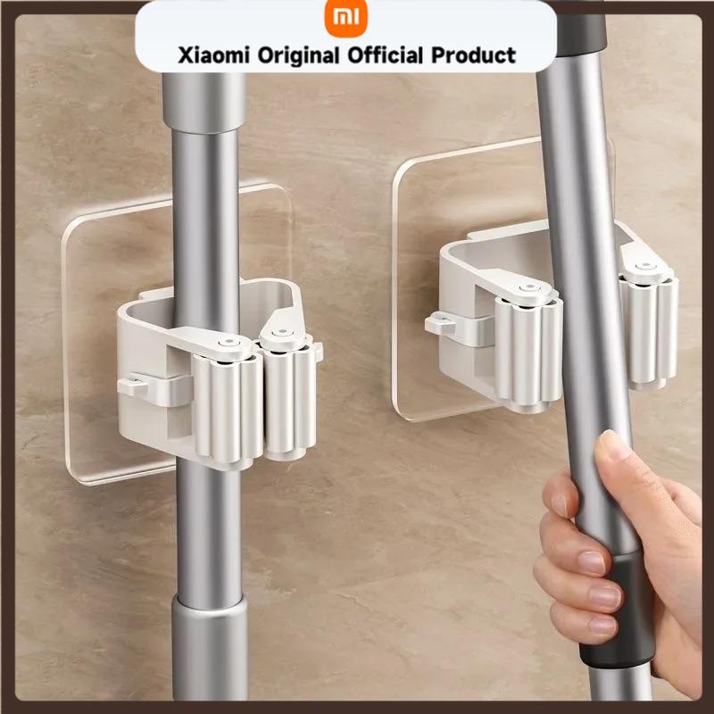 Xiaomi 2/4pcs Punch-free, Seamless Mop Rack Storage Mop Hook Home Bathroom Wall Shelf Broom Rack Mop Clip Bathroom Accessories