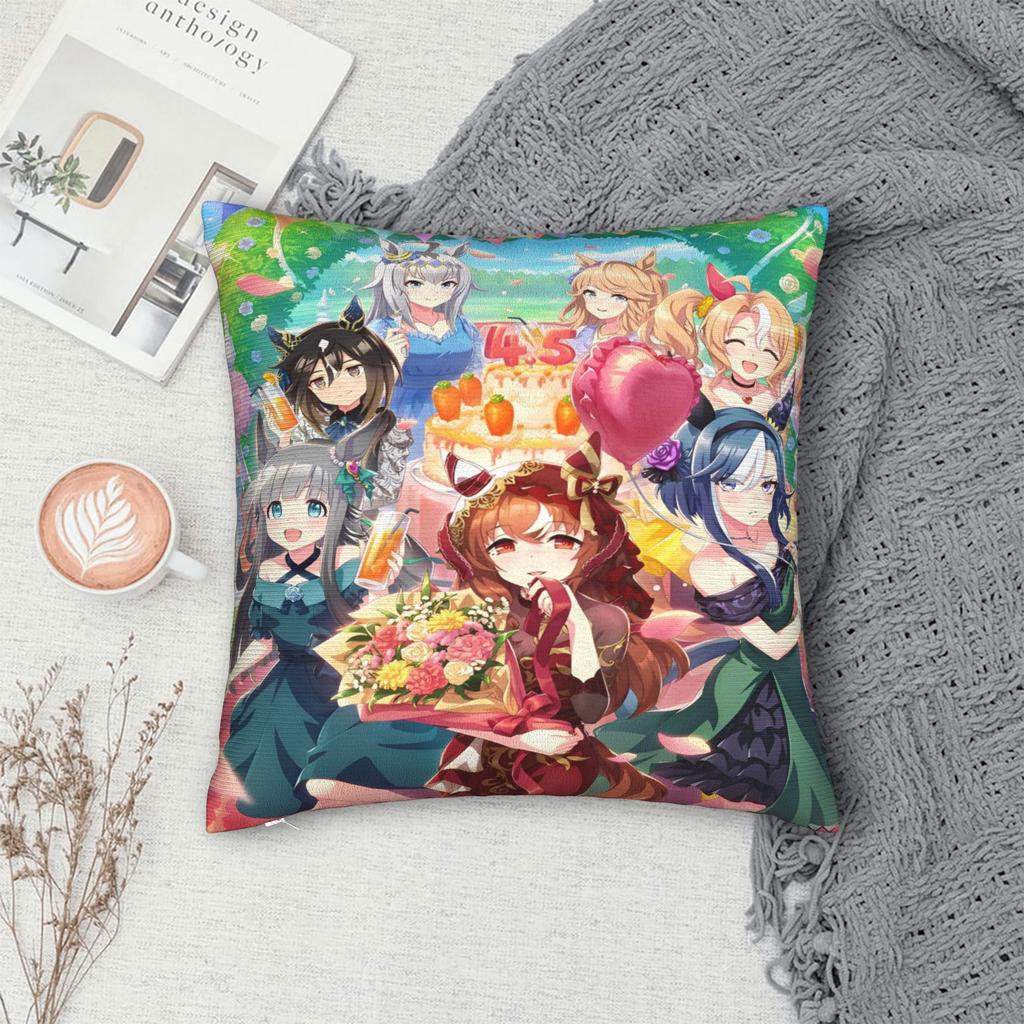 Car Decorations Uma Musume Anime Cartoon Pillowcases Merch Pillow Cover Square Multiple Sizes