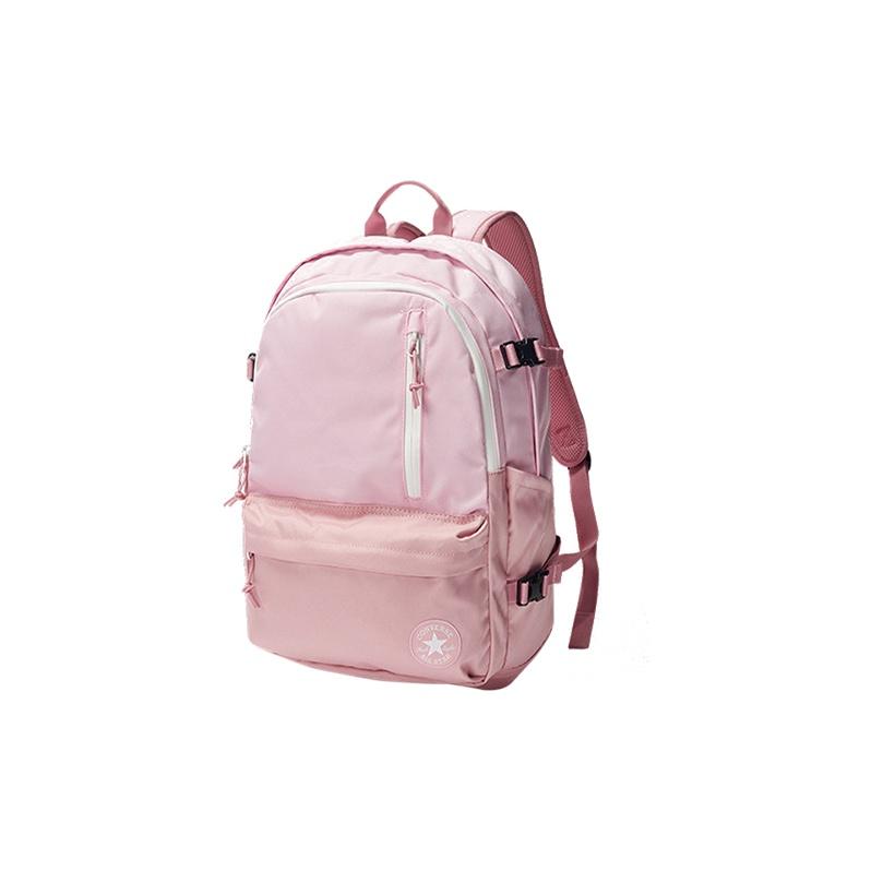 Converse Solid Color Simple Brand Logo Decorated Zipper Closure Large Capacity Polyester Backpack Women Backpack Pink 10020531-690 Pink