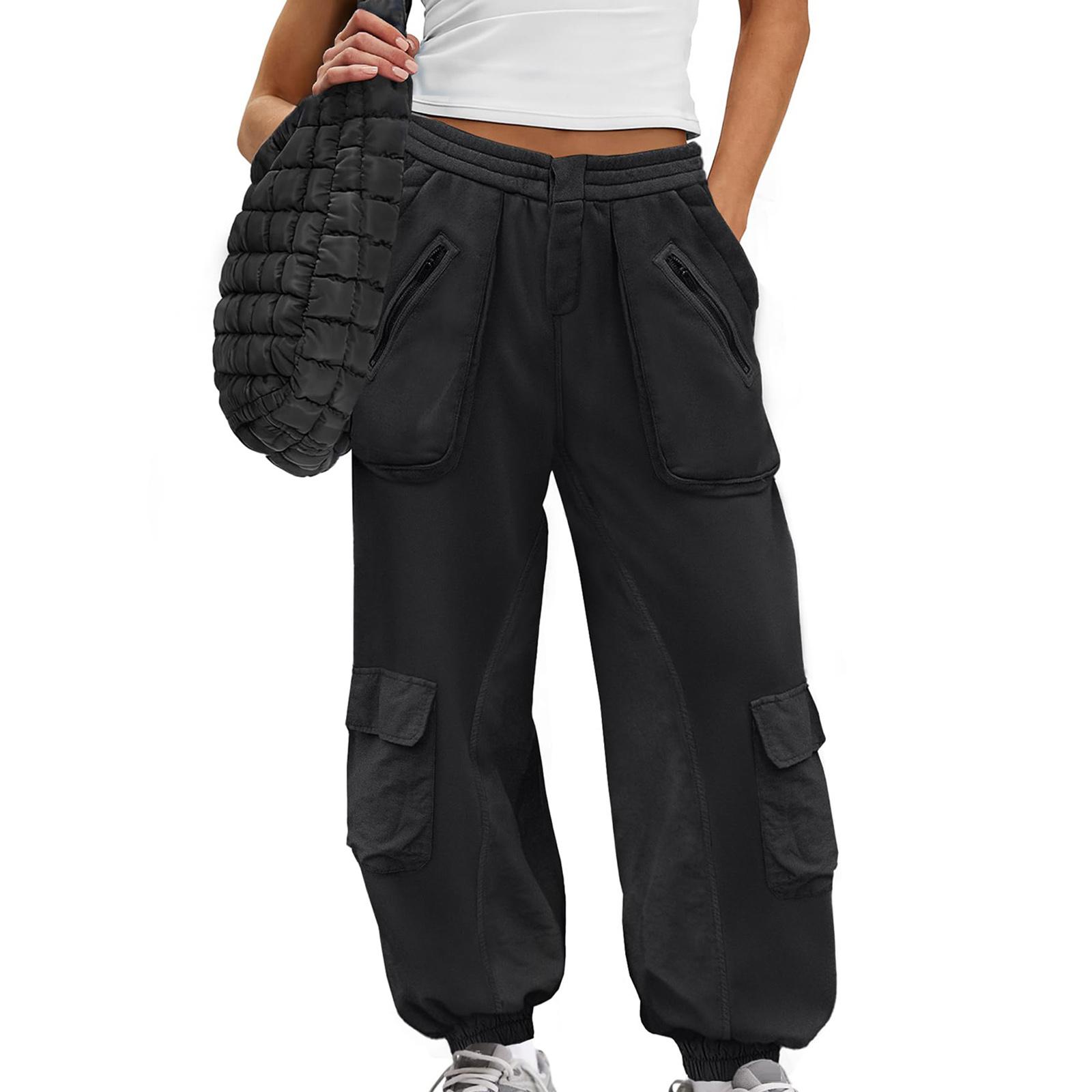 

Женские Модные Свободные Однотонные Брюки Кэжуал с Эластичной Талией, Карманами и Прямыми Штанинами XL