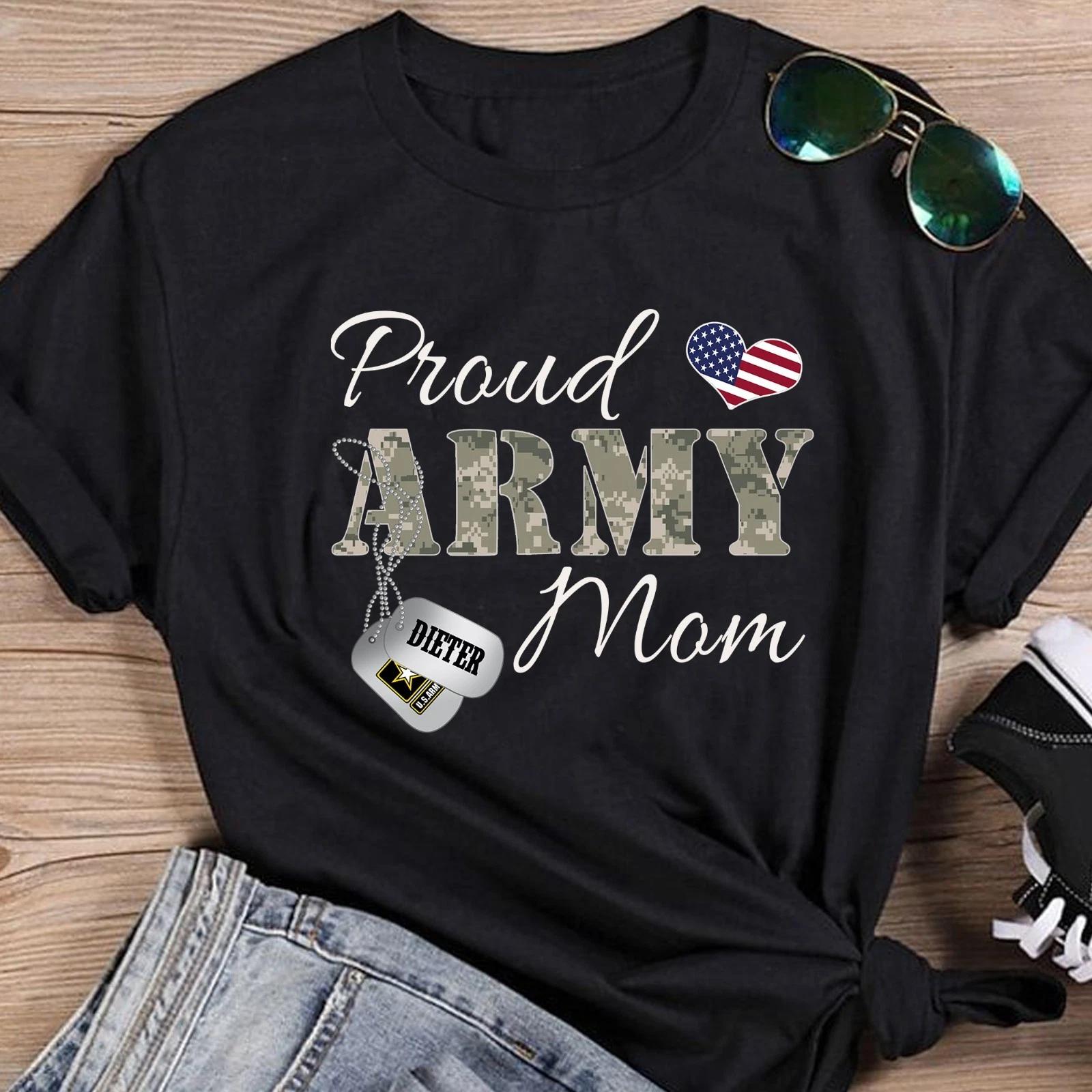 Custom Proud Army Mom Tee, American Army Mom Proud T-shirt for Mother s Day Gift S