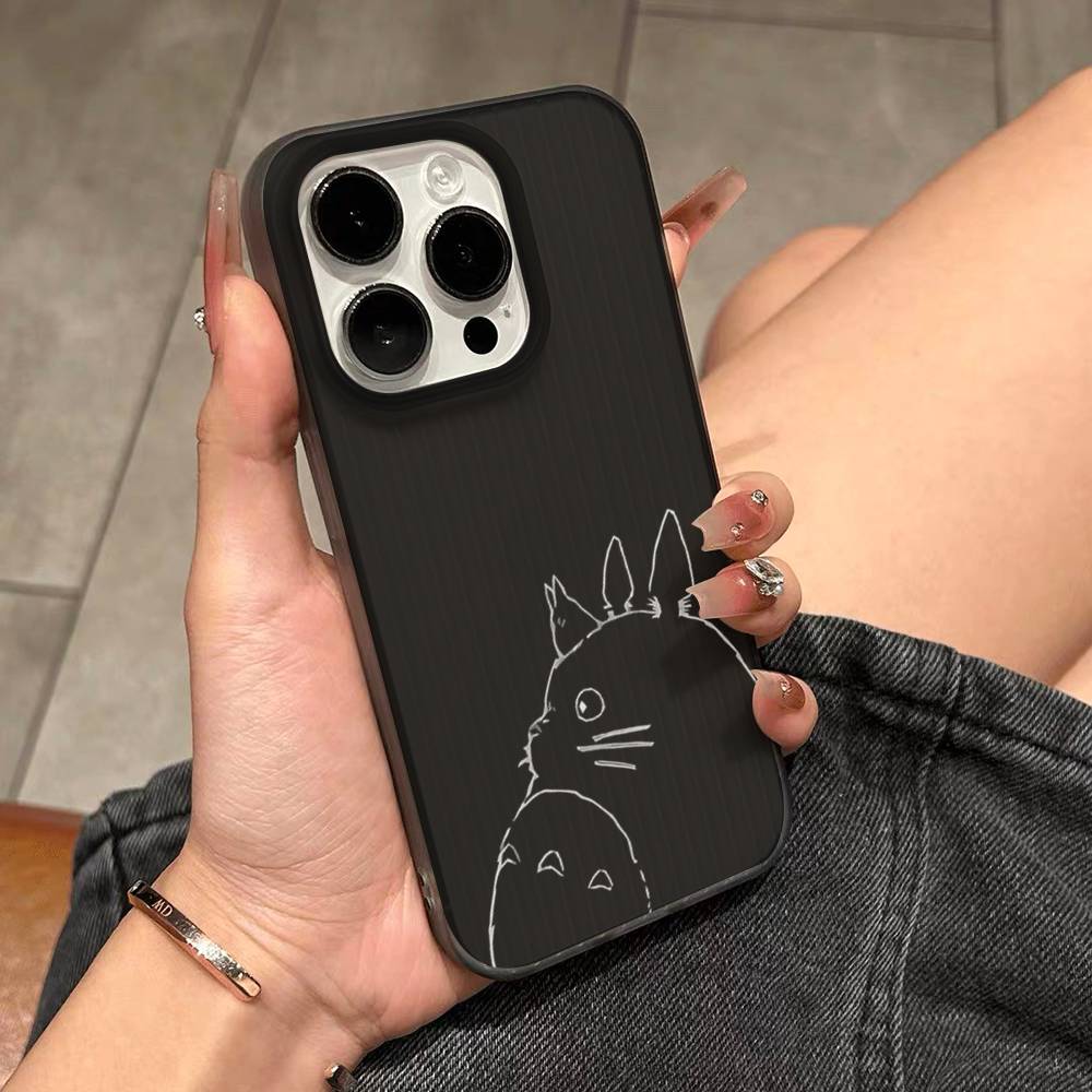 Cartoon Clear Case For-T-T-TotoroS For IPhone 17 16 15 11 12 13 14 Pro Max Plus Pro Corrugated Translucent Back Phone Cover