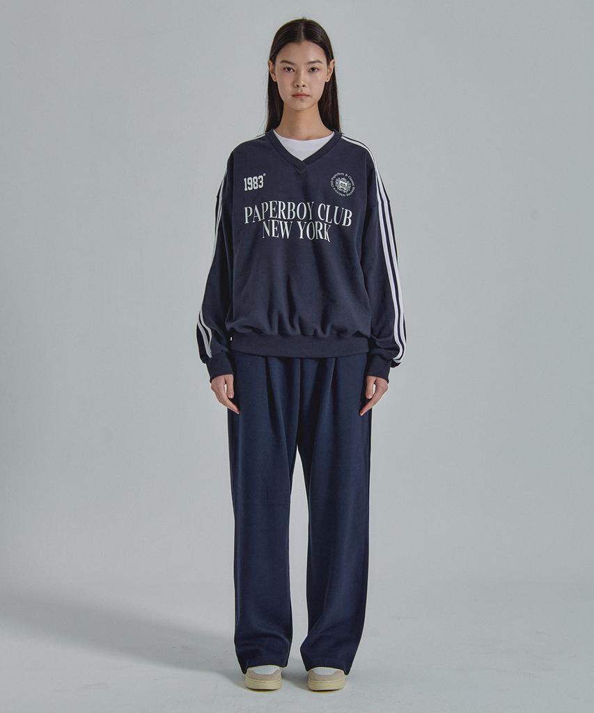 PAPERBOY Pintuck Wide Sweatpants - Navy