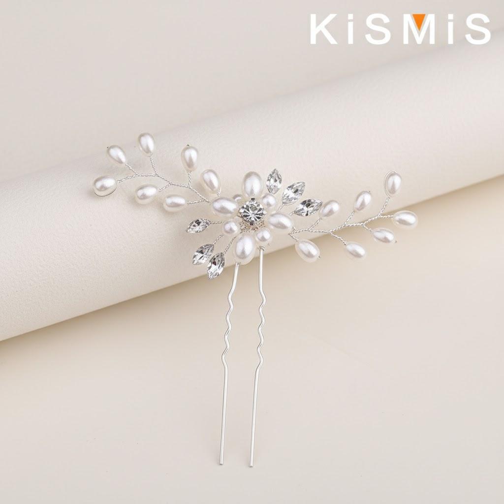 

1PC Bridal Hairpin Pearl Crystal Beaded U Shaped Clip Wedding Dress Hair Styling Accessories серебряный