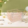 Iron Storage Basket Cosmetic Organizer Square Sturdy Snack Bin Wire for Bedroom Kitchen