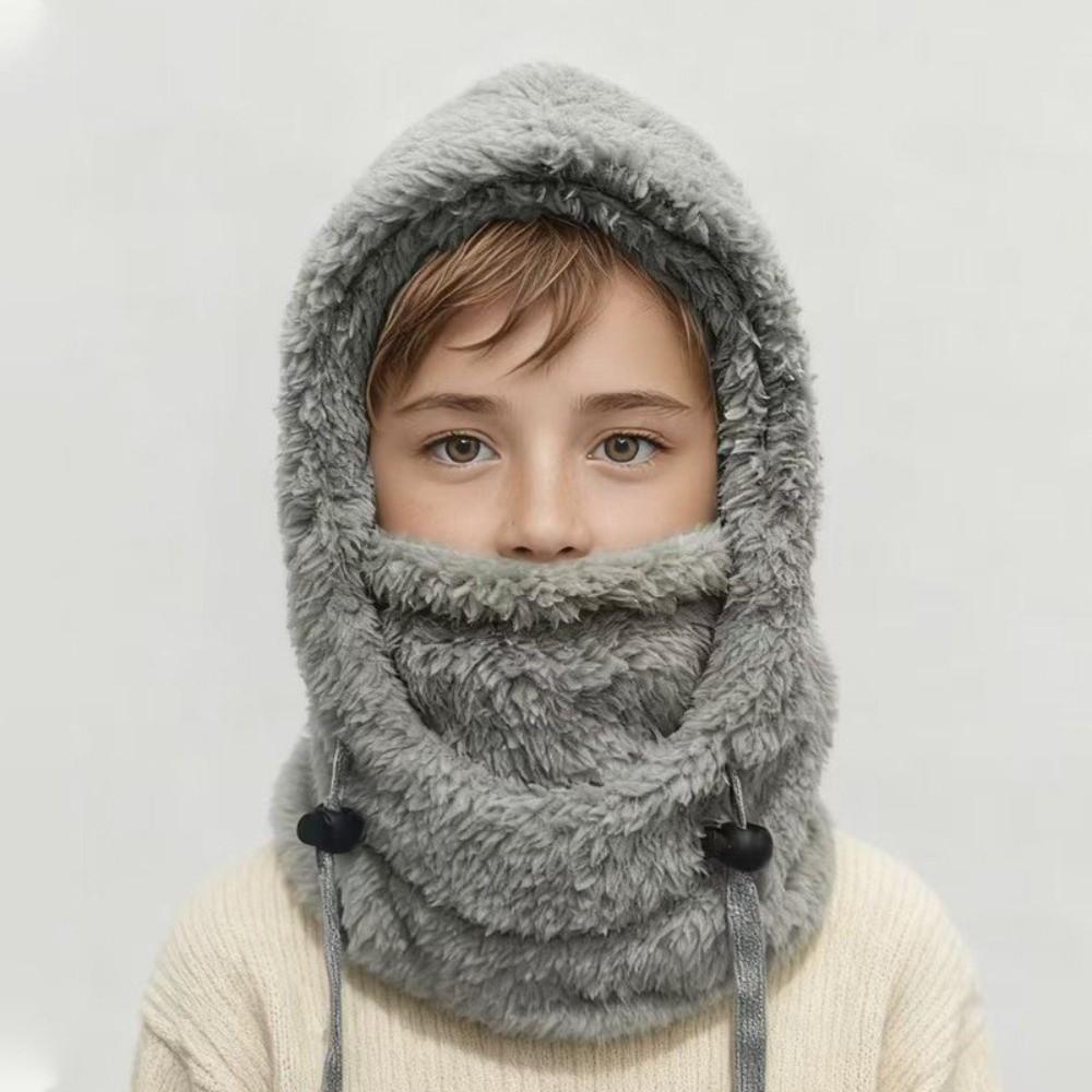 Keep Warm Children Windproof Cap Solid Color Ski Mask Hat Simple Plush Balaclava Hat Hiking
