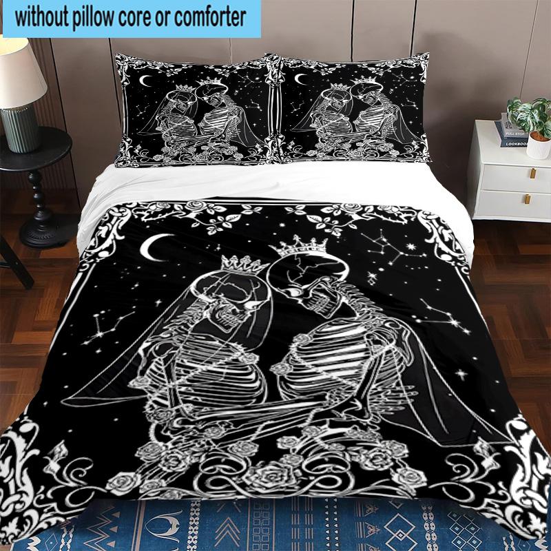 Day Of The Dead Celebration 3pcs Bedding,Including 1pc Duvet Cover And 2pcs Pillowcases Perfect for Christmas,Ideal for Bedroom, Dormitory