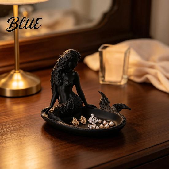 Bedroom Vanity Accessories 3D Printed Mermaid Jewelry Tray Vintage Rings Earrings Necklaces Organizing Display Tray Dish Decorative Trinket