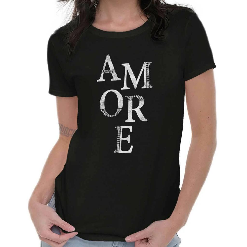 Amore Love Couple French Paris Travel Gift Womens Top Junior Graphic Tee