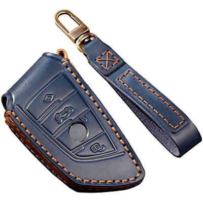 For BMW New Leather Key Fob Cover Case Shell With Keychain For 1 2 3 4 5 6 7 8 Series X2 X3 X4 X5 X6 X7 M3 M5 M6 M8 Z4 GT3 GT5-Brown