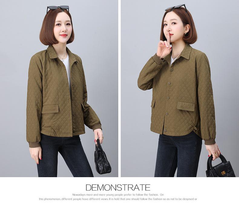 2024 New Autumn Argyle Coat for Women - Short, Casual, Hot Style Jacket for Middle-Aged Moms