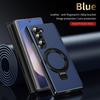 Elegant Matte Business Leather Alloy Bracket Sleeve Hinge Phone Case Samsung Galaxy Z Fold 7 6 5 4 3 for Magsafe Magnetic Cover