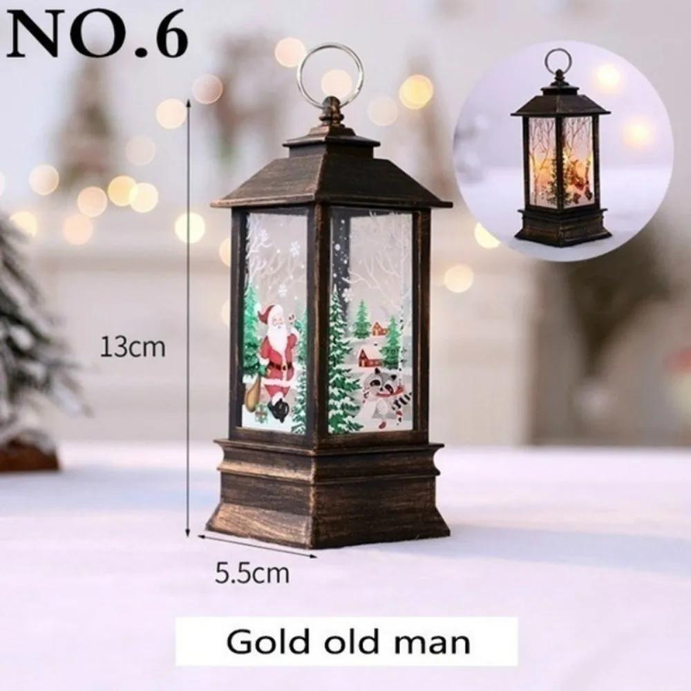 Christmas Lantern Light Santa Snowman LED Light Retro Candlestick Wind Lamp 2024 Navidad Xmas Tree Decor Xmas New Year Kid Gifts