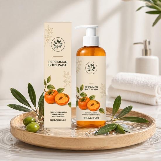 xiaobudian Persimmon Body Wash, Gentle Daily Cleanser for All Skin, 100ml Mild Deep Cleansing Deodorizing Soap Bar Women Men