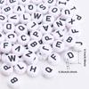 110/220/450Pcs Black On White Alphabet Beads Round Acrylic Letter Beads 7mm White Letter Beads Letters A-Z Beads for Jewellery Crafts(7mm Black-White)
