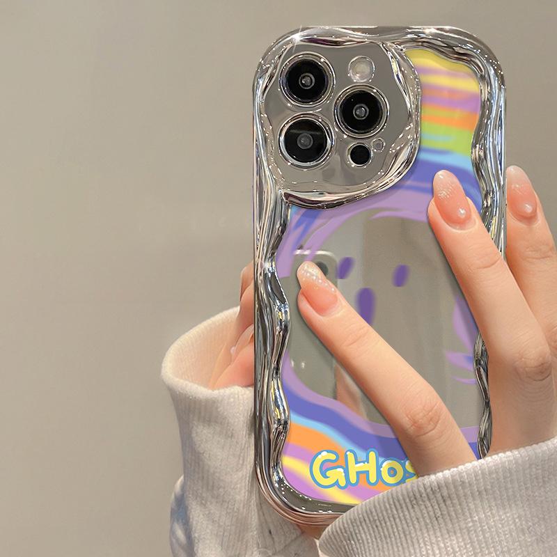 Funny Rainbow Ghost Applicable To Apple 15 Mobile Case IPhone 14/13pro Silver Plated 12 Creative XS Silicone