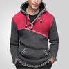 Casual Fall Winter Sweaters for Men Hooded Knitted Pullover Long Sleeve Slim Fit Knit Tops Men's Color-Blocked Drawstring Hoodie Sweater With Pocket