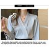 New Spring and Autumn Elegant Pearl Decorated Silk Satin High-End V-Neck Chiffon Blouse for Women