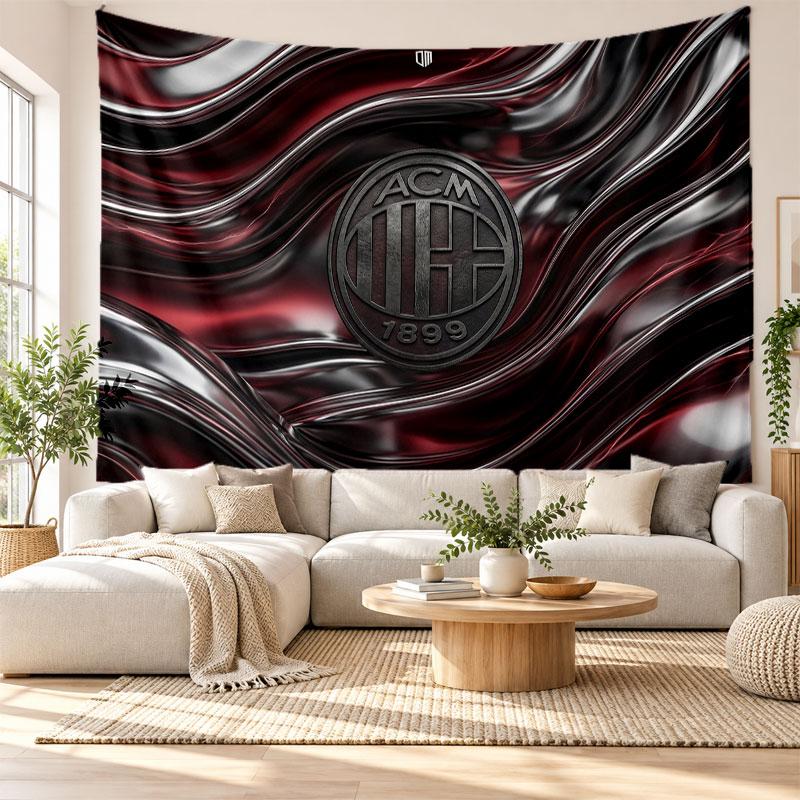 Tapeçaria de Parede AC Milan, Pendente de Parede em Tecido Macio, Fundo Decorativo Para Quarto Arte de Parede para Casa